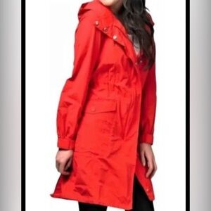 Eileen Fisher Petite Red Orange Hooded Lightweight Jacket sz S